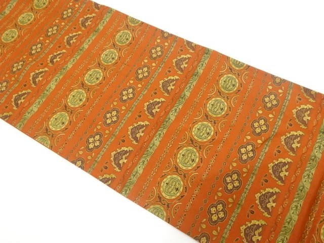 JAPANESE KIMONO / FUKURO OBI / WOVEN STRIPE & FLORAL SARASA